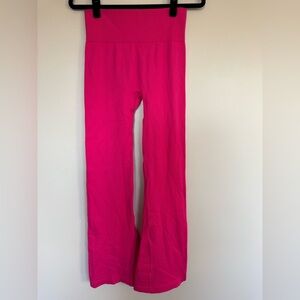 OQQ Hot Pink Seamless Ribbed High Waist Bell-bottom Flare Yoga Pants Size Large